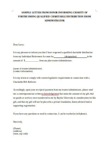 sample charity donor letter