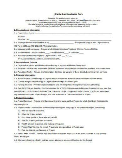 sample charity grant application form