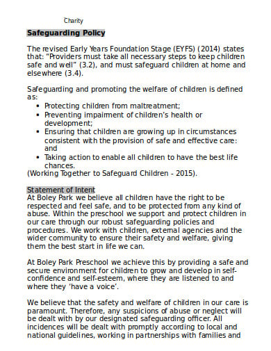 5  Charity Safeguarding Policy Templates in DOC PDF