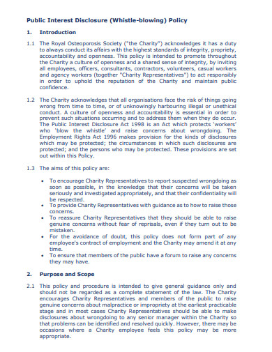 10  Charity Whistleblowing Policy Templates in DOC PDF