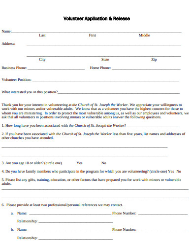 10 Church Volunteer Form Templates In PDF DOC