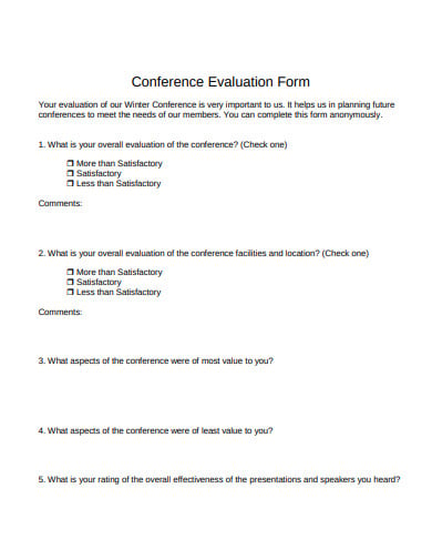 sample conference evaluation form