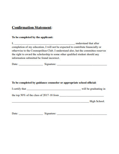 sample confirmation statement template