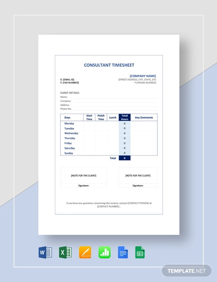 sample consultant timesheet template