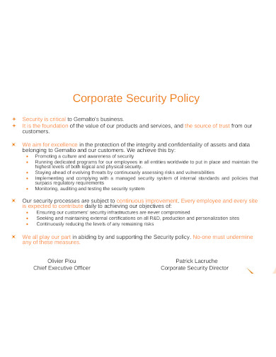 sample corporate security policy template