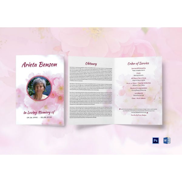 sample cremation funeral service bi fold brochure template