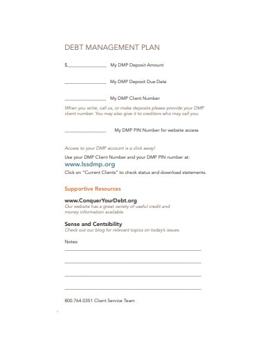 sample debt management plan