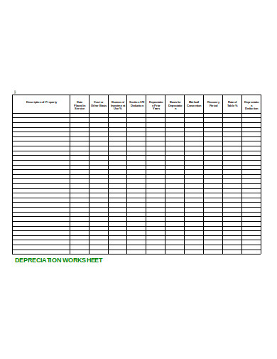 13 Depreciation Worksheet Templates Docs Word Pages Xls Pdf 8658