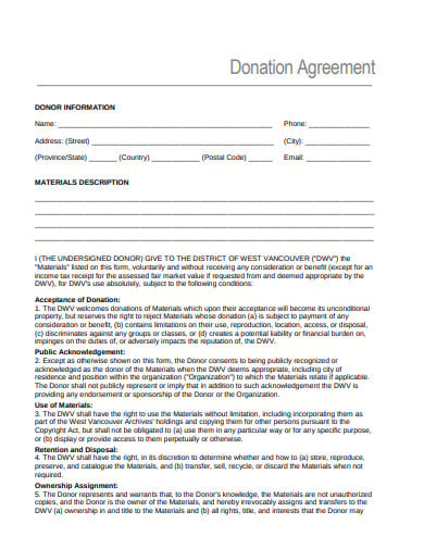 sample donation agreement