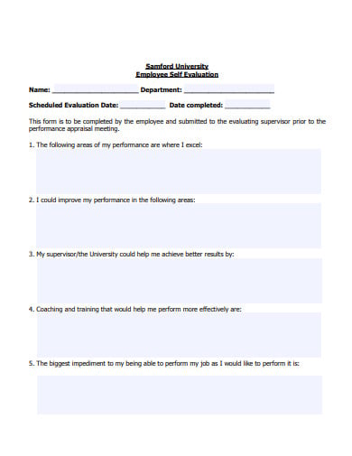Free 5 Employee Self Evaluation Form Templates In Pdf Ms Word 2911