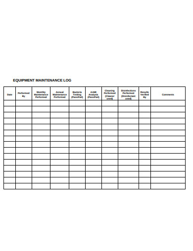 sample equipment maintenance log in pdf