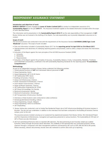 22 Assurance Statement Templates In PDF DOC