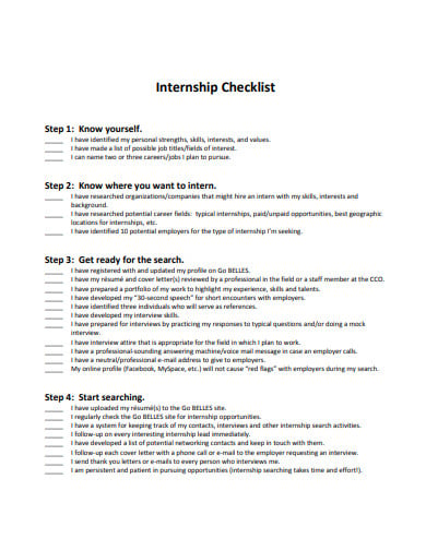 sample-internship-checklist-template