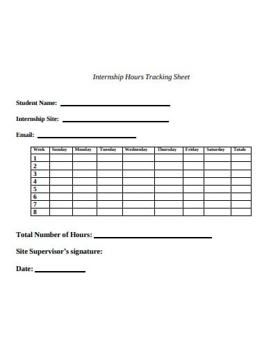 sample internship hours tracking sheet template
