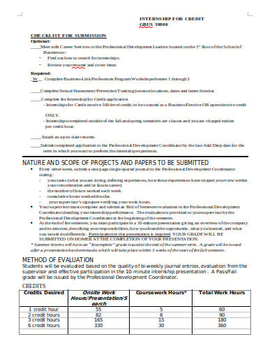 sample internship preparation checklist