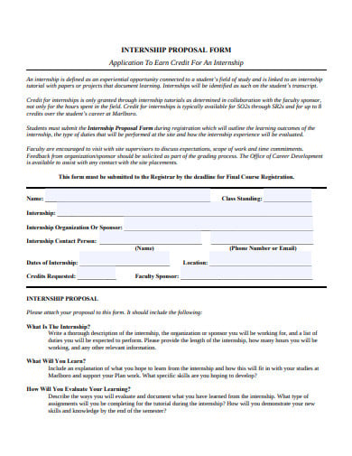 sample internship proposal form