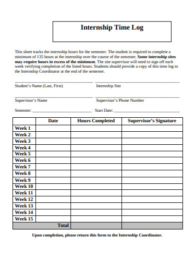 7 Internship Log Sheet Templates In PDF XLS