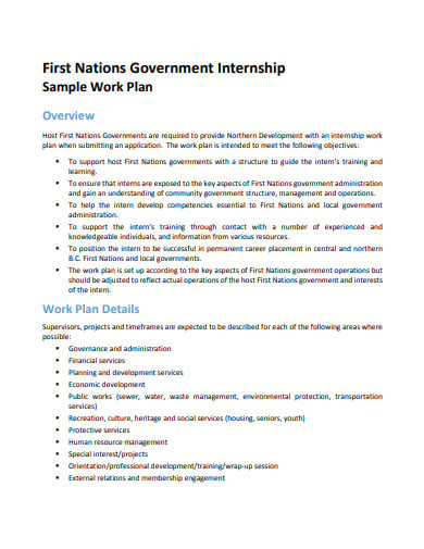 9  Internship Work Plan Templates in PDF DOC
