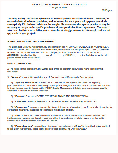 FREE 10+ Loan and Security Agreement Templates in MS Word | PDF