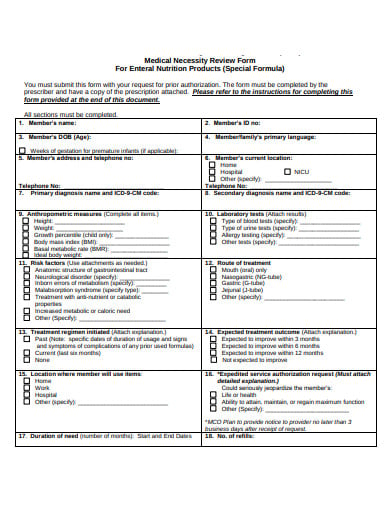 sample medical necessity review form 