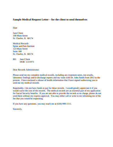 medical application letter sample