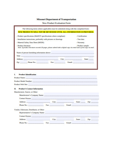 sample new product evaluation form template