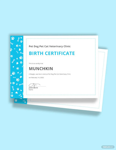 sample pet birth certificate template