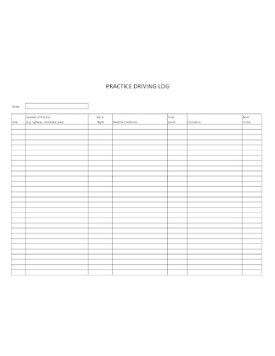 8+ Practice Driving Log Templates in PDF