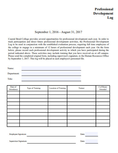 FREE 10+ Professional Development Log Templates in PDF | MS Word