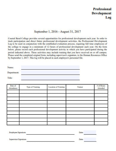 Free 10 Professional Development Log Templates In Pdf Ms Word