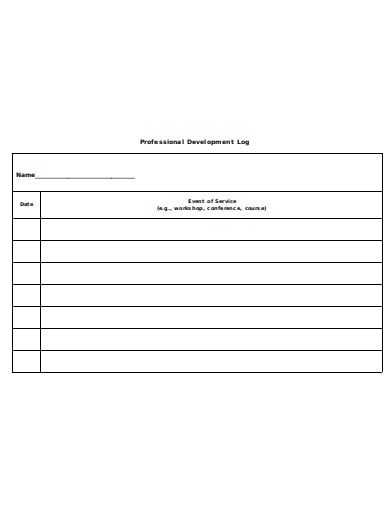 sample professional development log in doc
