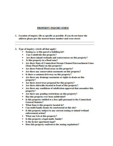 sample property inquiry form template