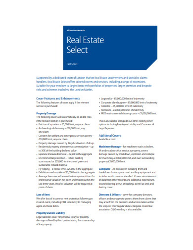 8  FREE Real Estate Fact Sheet Templates in PDF DOC