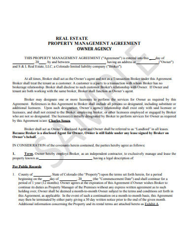 sample real estate property management agreement