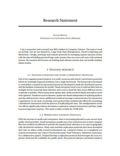 example research statement for faculty position