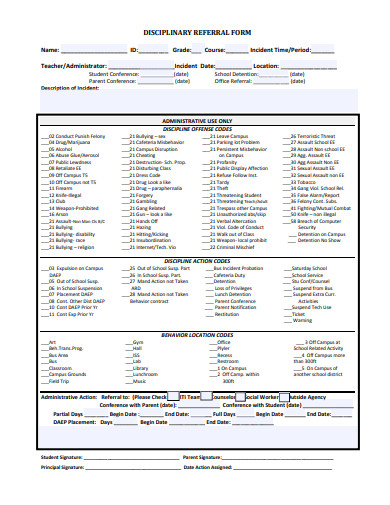 14 Free School Disciplinary Action Form Templates In DOC PDF XLS