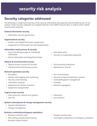 sample security risk analysis template