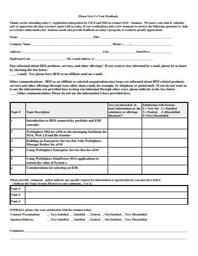 sample seminar feedback form in pdf