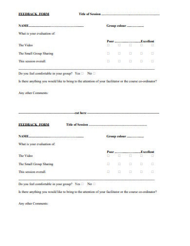 sample session feedback form template