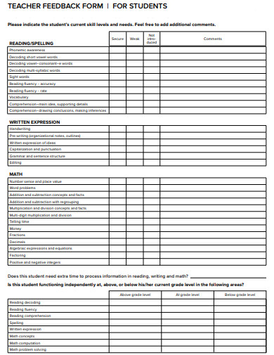 11+ Teacher Feedback Form Templates in Doc | PDF | Free & Premium Templates