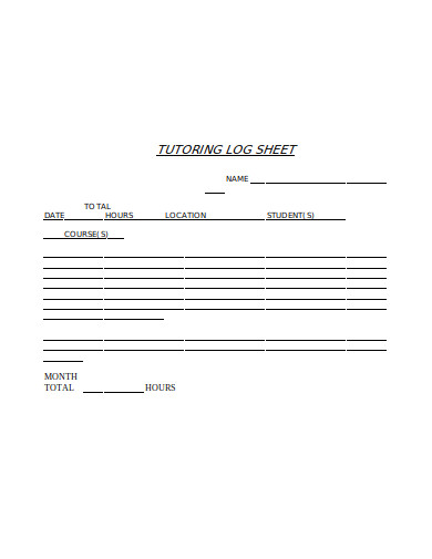 10 Tutoring Log Sheet Templates In Pdf Doc Free And Premium Templates 1453