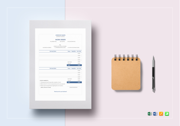 sample work order template in word