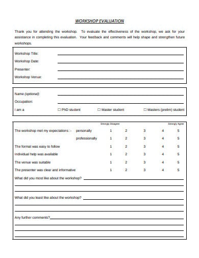 sample workshop evaluation form