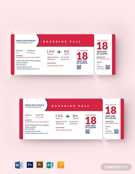 save the date airline ticket template