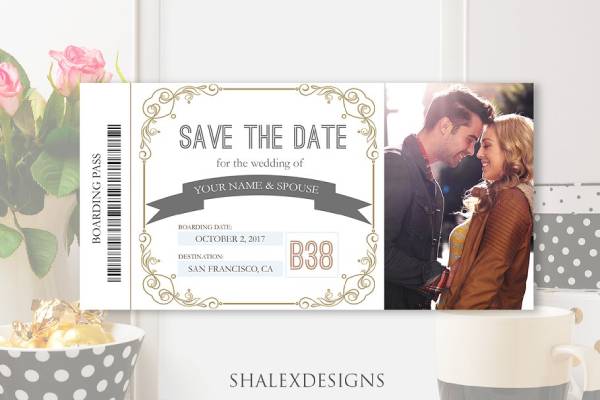 save the date boarding pass sample template