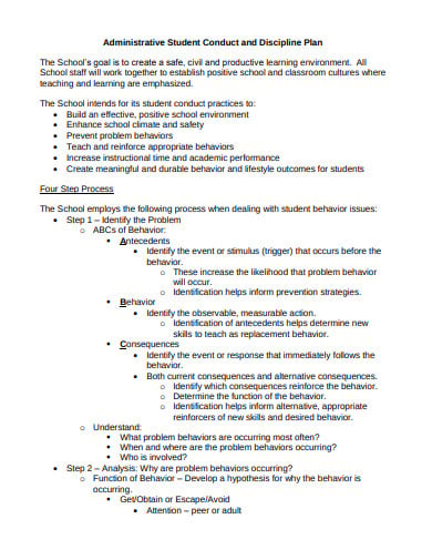 school-administrative-student-conduct-discipline-plan