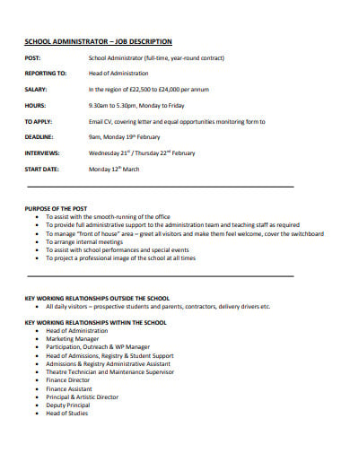school administraton job description