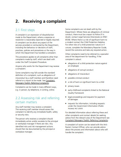school community and consumer complaint procedure