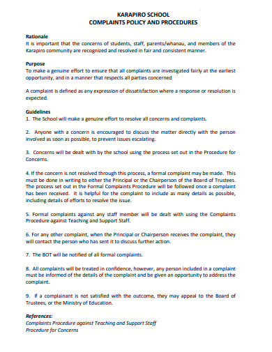 school complaints procedure policy template