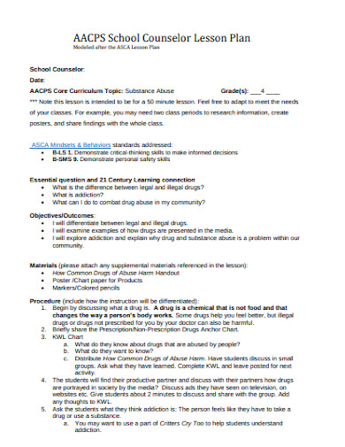 11 School Counselor Lesson Plan Templates In PDF Word